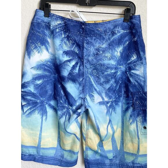 Carona Mens Blue Board Shorts Size LG Polyester Drawstring Preowned - Picture 7 of 11